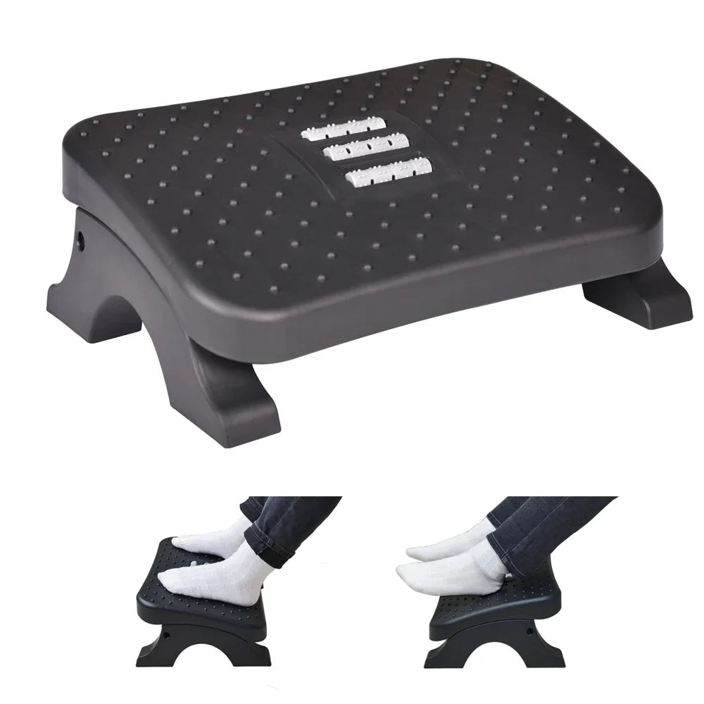 Under Desk Footrest with Massage Rollers - Adjustable Height