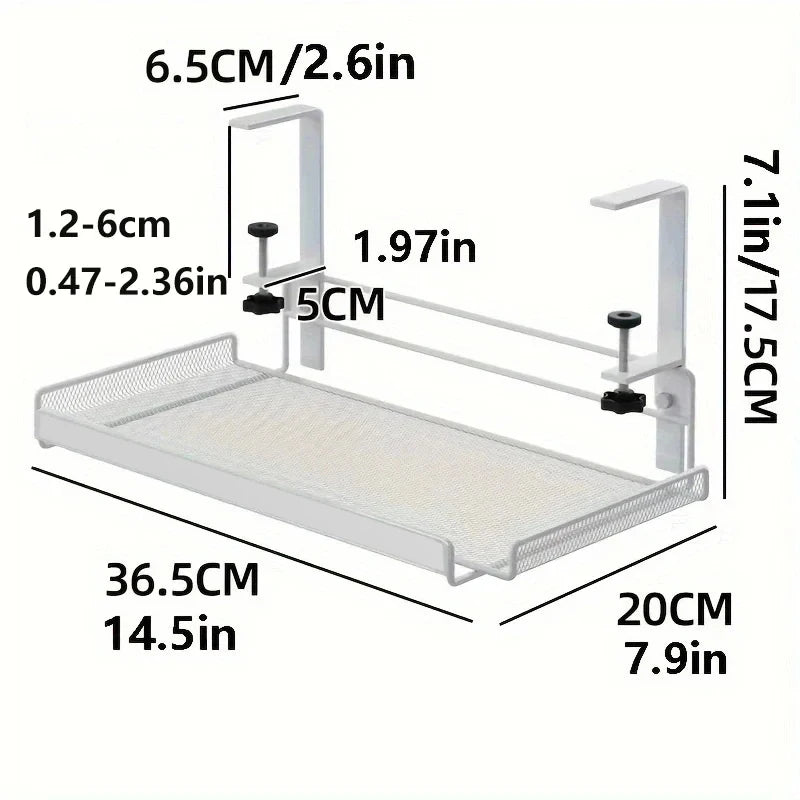 Steel Under Desk Cable Organizer Tray - No Drill Wire Rack