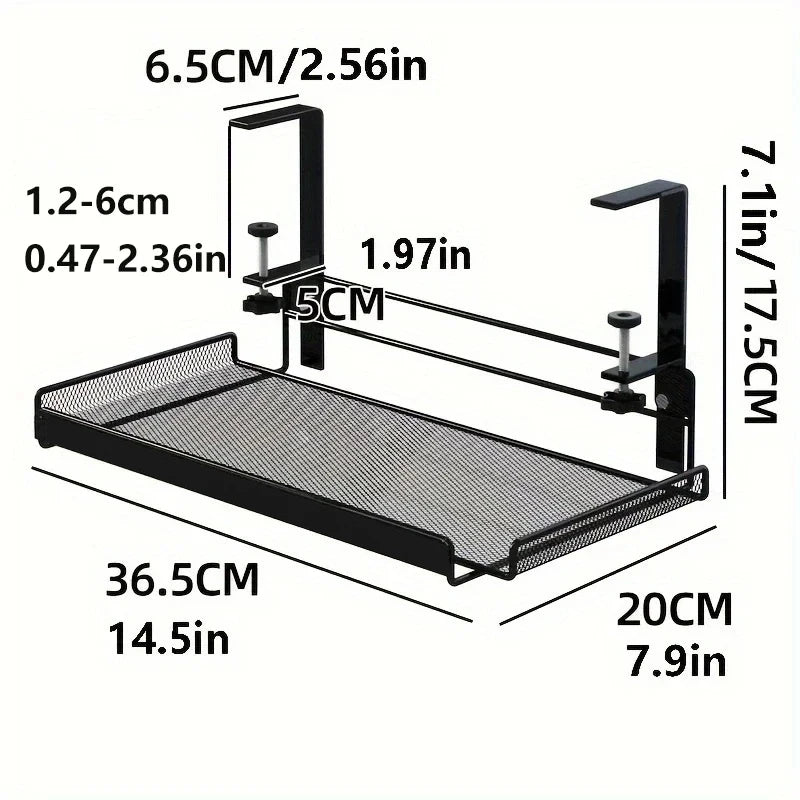 Steel Under Desk Cable Organizer Tray - No Drill Wire Rack