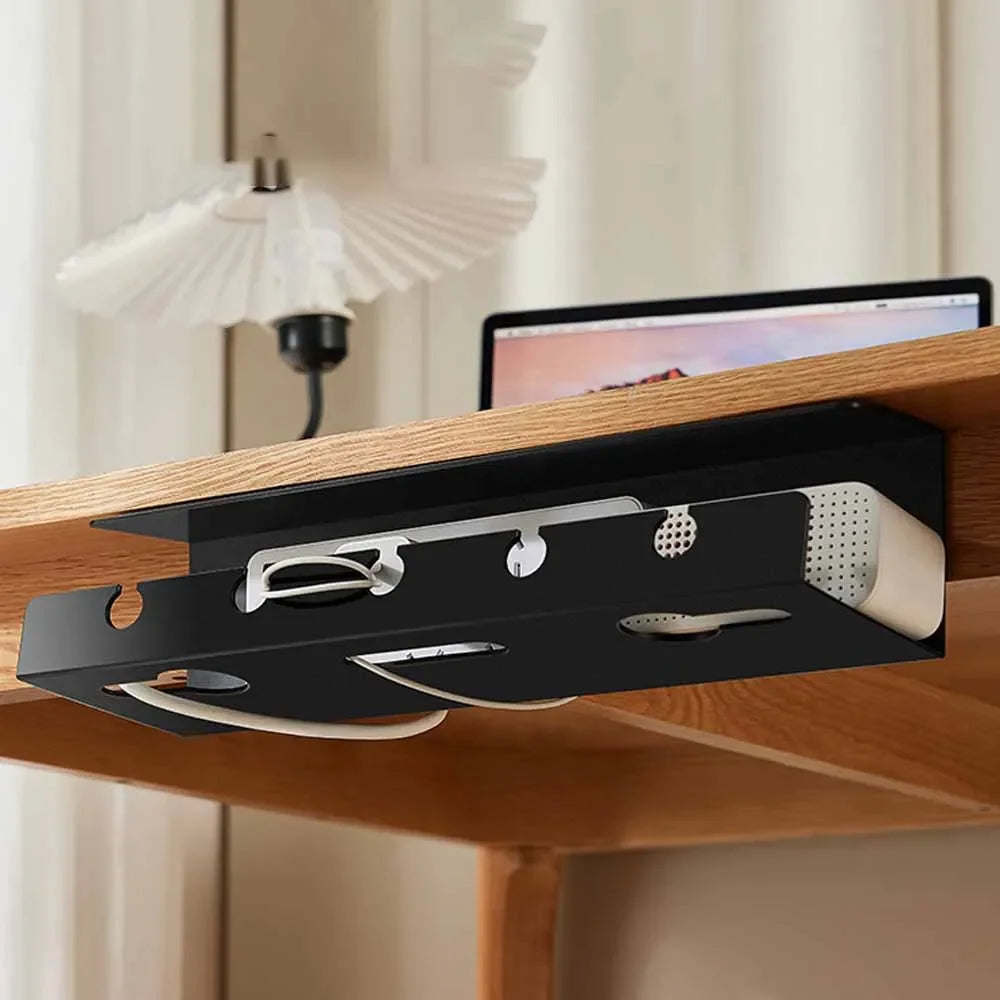 Under Desk Cable Management Tray - No Drill Clamp Mount