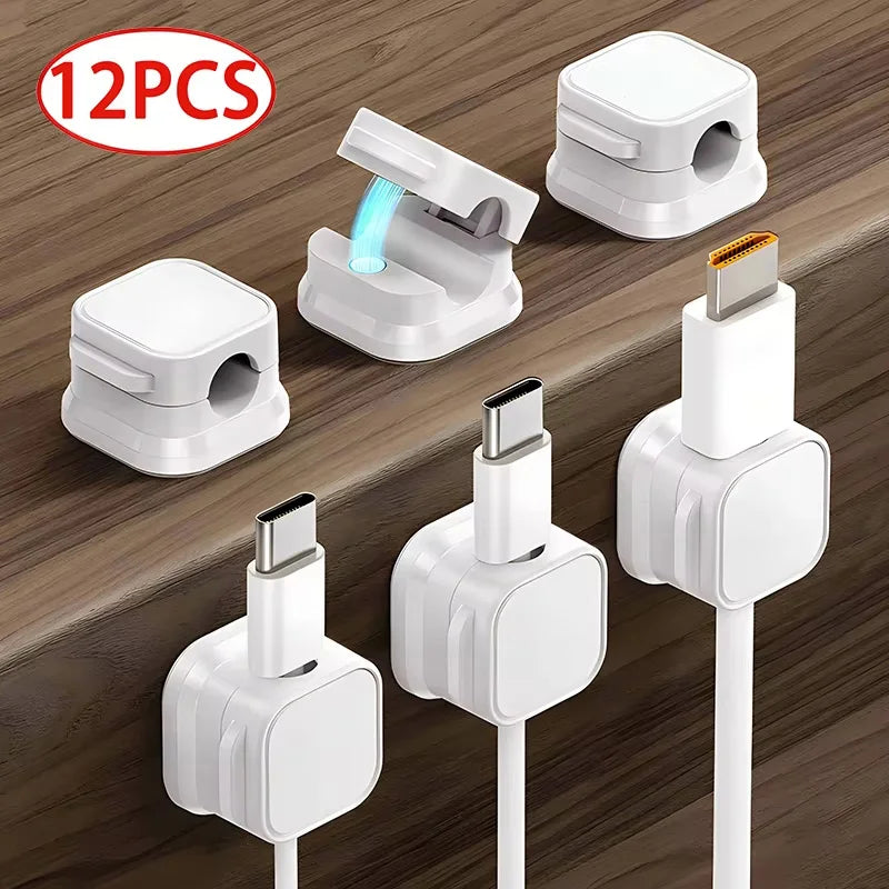 Adhesive Magnetic Cable Organizer Clips - 12 Pack