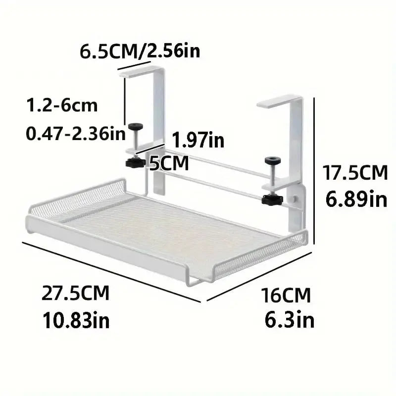 Steel Under Desk Cable Organizer Tray - No Drill Wire Rack