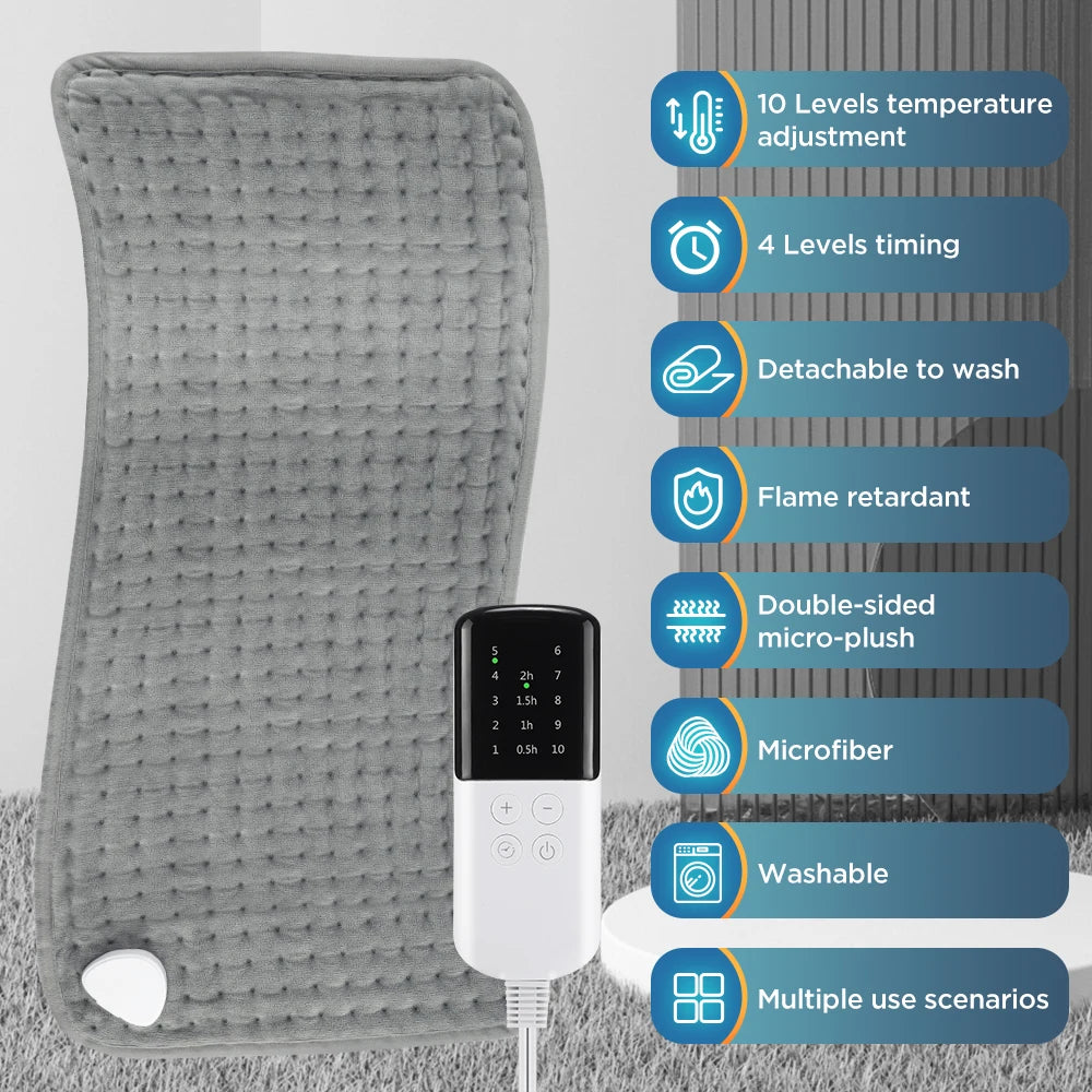 Electric Heating Pad - 9 Heat Levels for Back & Leg Relief