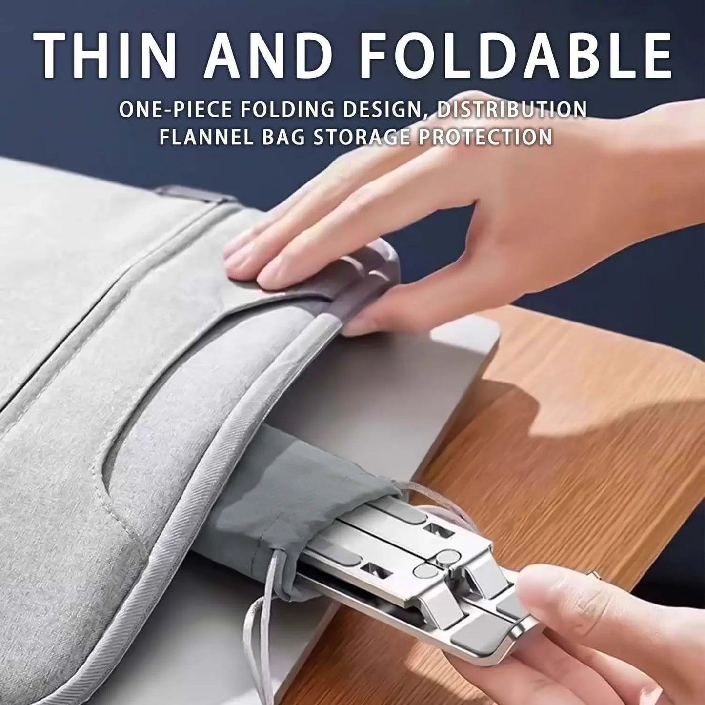 Adjustable Aluminum Laptop Stand - 6-Level Height, Foldable & Portable