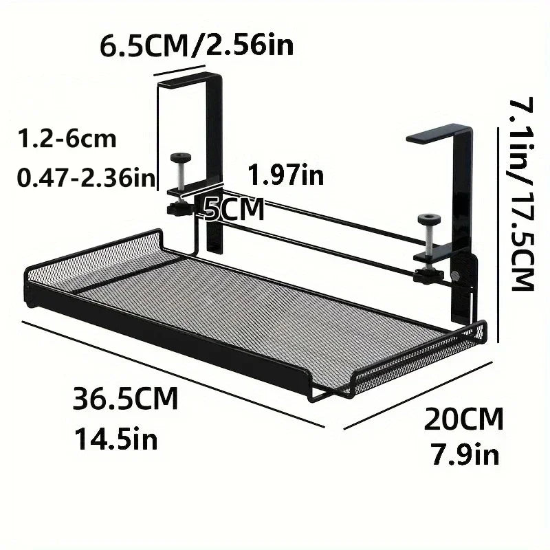 Steel Under Desk Cable Organizer Tray - No Drill Wire Rack