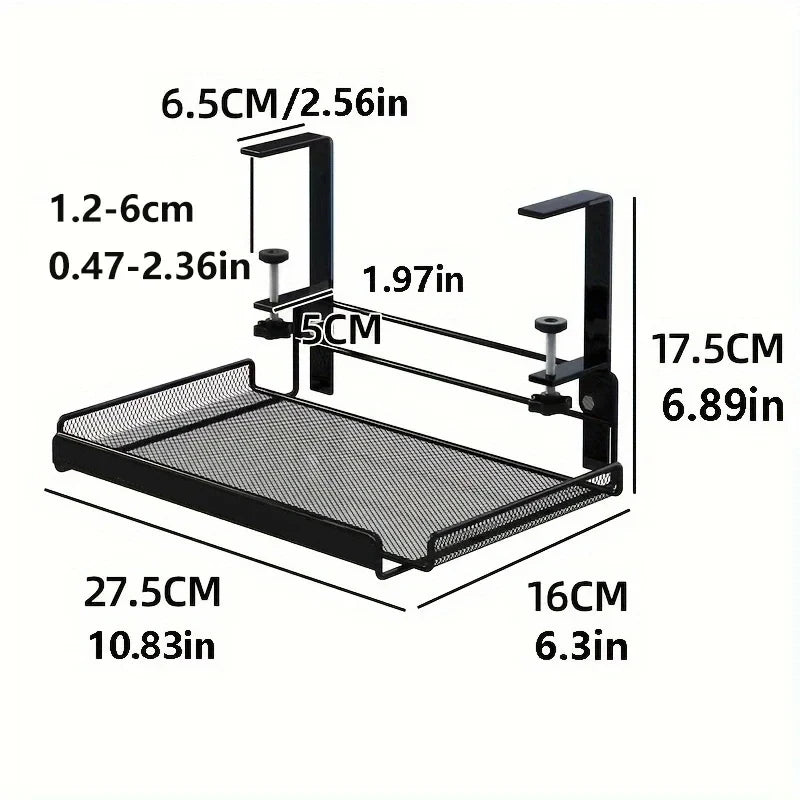 Steel Under Desk Cable Organizer Tray - No Drill Wire Rack