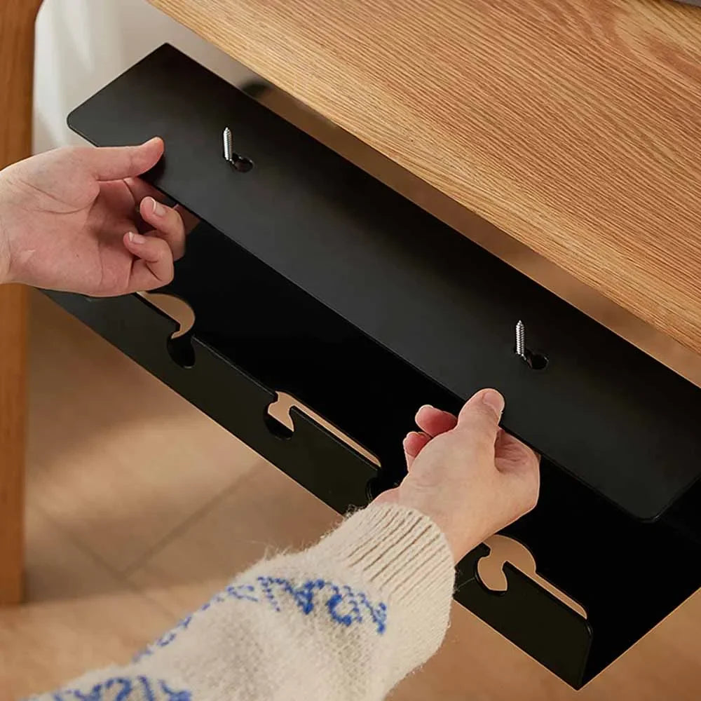 Under Desk Cable Management Tray - No Drill Clamp Mount