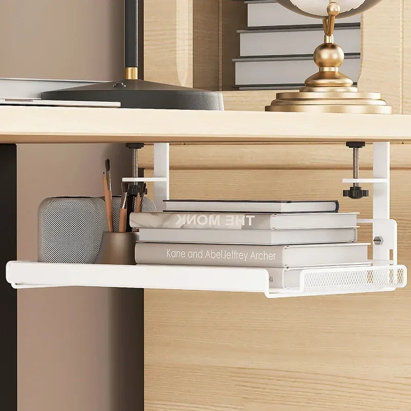 Steel Under Desk Cable Organizer Tray - No Drill Wire Rack